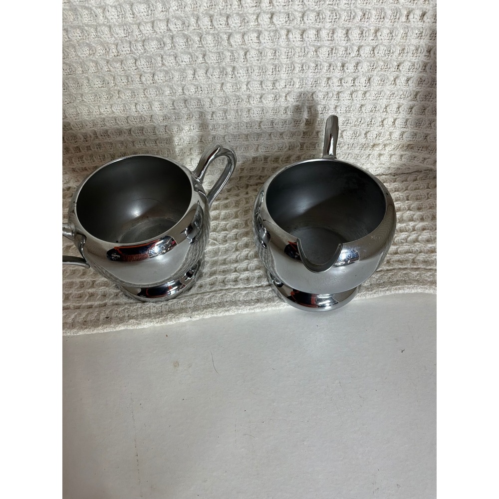 MCM Unisex National Silver Co Royal Brand Chrome Creamer Sugar Set OS Silver